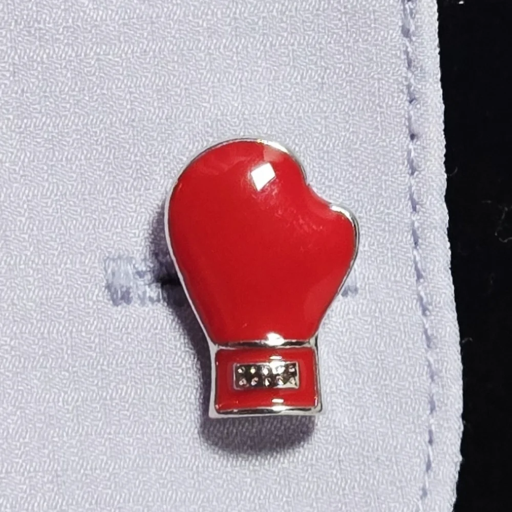 Red Boxing Glove Men’s Novelty French Cufflinks Silver Plated Bullet Back Gift